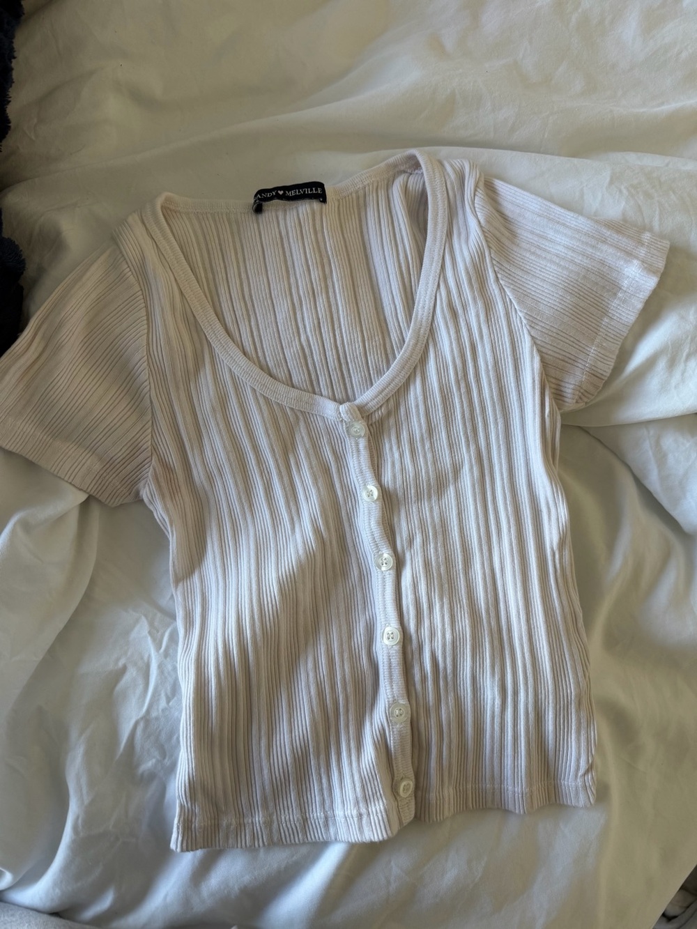 Brandy Melville White Button Short Sleeve